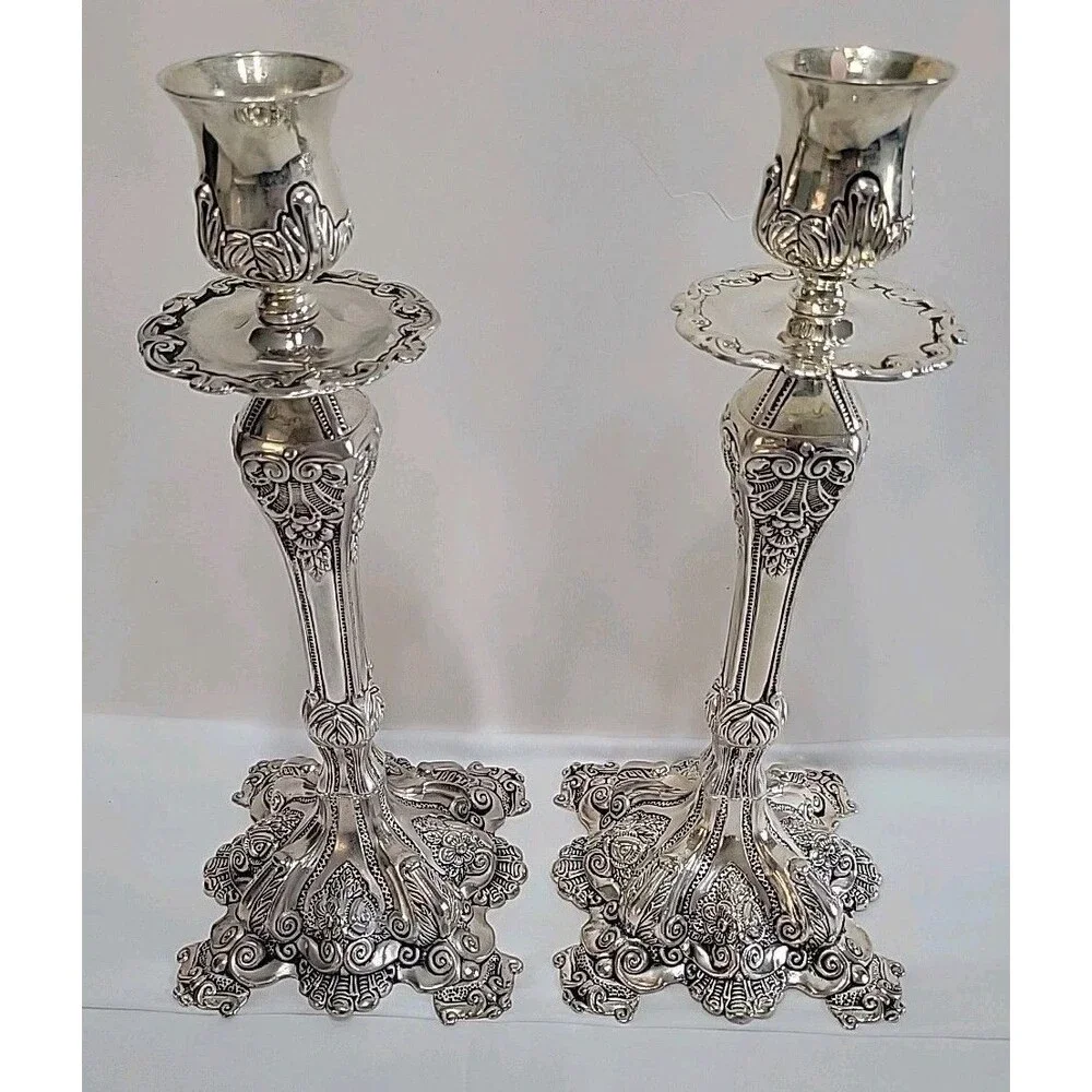 2 Vintage Godinger BAROQUE Style Ornate Silver-Plated 11.5